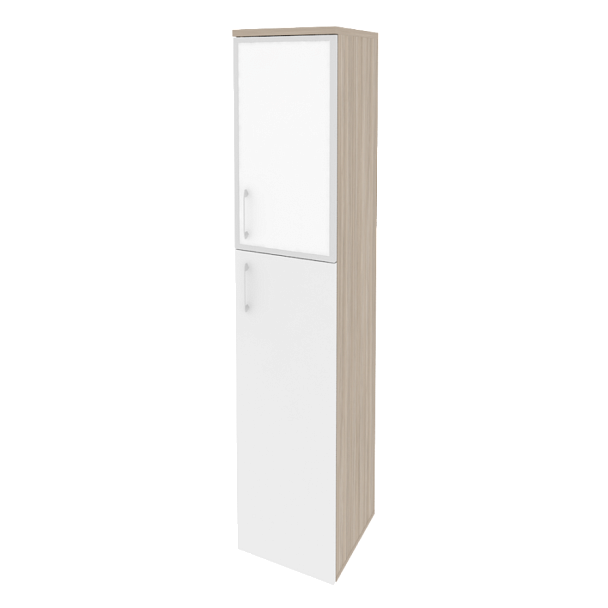 Onix Шкаф высокий узкий правый O.SU-1.7 R (R) white Дуб аттик/Белый бриллиант/Стекло white 400*420*1977 - Вид 1