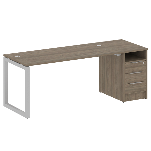 Metal System Quattro Р. ст. с тумбой на О-образном м/к 50БО.РС-СТП-1.4 Вяз/Серый металл 2012*720*750 - Вид 1