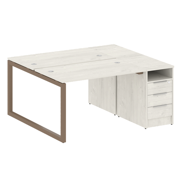 Metal System Quattro Р. ст. с тумбой на О-образном м/к 50БО.РС-СТП-2.2 Дуб наварра/Мокко металл 1612*1475*750 - Вид 1