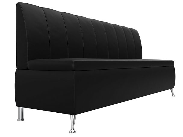 Кухонный прямой диван Кантри (полностью экокожа черная) - Вид 3