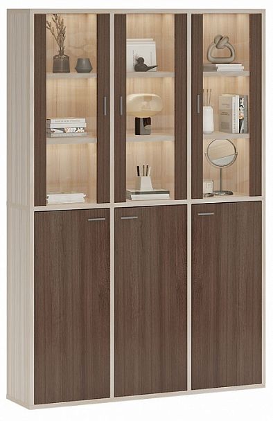 Шкаф-витрина Домино СУ(ш3в2)+3ФГ+3ФС Карамель/Шамони - Вид 2