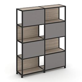 Shelf Mobile Стеллаж 5 уровней 2 секции VR.LT-STK-516.08 Дуб Аттик/Металл Черный/W-11 1570*400*2000 - Фото предпросмотра