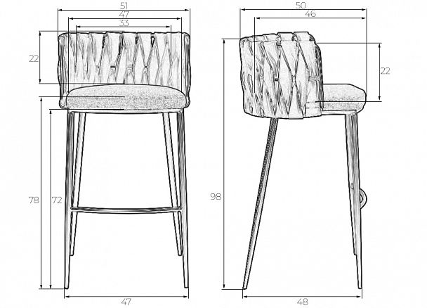 Стул барный DOBRIN EMMA GOLD (светло-серый велюр (135-37)) - Вид 8