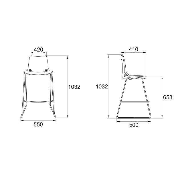 Стул Race (Пруток Барный) каркас Хром, серый - Вид 6