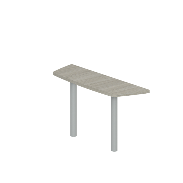 Приставка боковая Wing большая 500х1613х750 / цвет: дуб светлый, 2 опоры табулярные серебрянный металлик - Вид 1