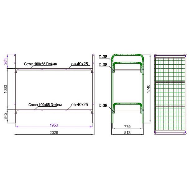 Кровать "К 2.2-01" без лестницы и ограждения - Вид 2