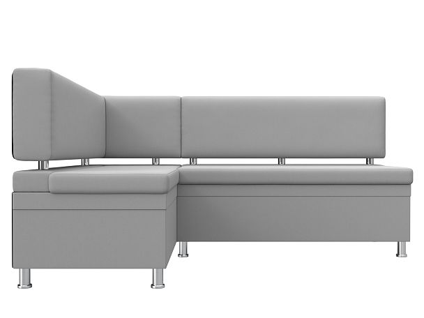 Кухонный уголок Стайл левый (полностью экокожа белая) - Вид 2