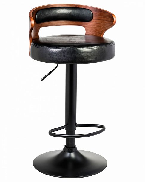 Стул барный DOBRIN FRED BLACK (коричневое дерево, чёрный) - Вид 1