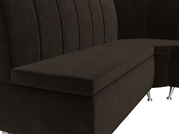 Кухонный угловой диван Кантри правый (полностью микровельвет коричневый) - Вид 4