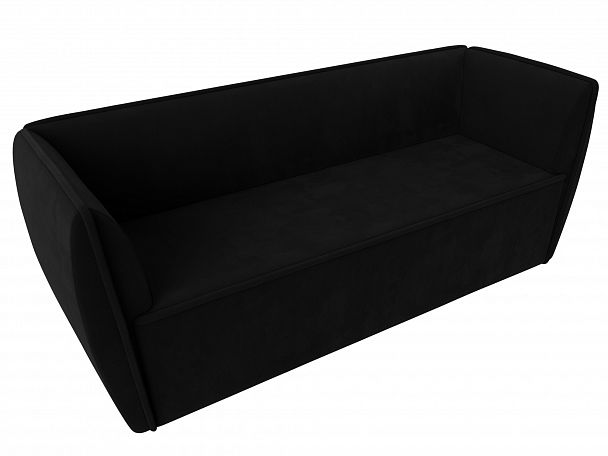 Прямой диван Бергамо 3-х местный (полностью микровельвет черный) - Вид 5