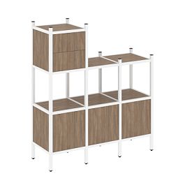 Loft Прямой стеллаж наборный VR.L-13 Дуб аризона/Белый металл 1278*446*1458 - Фото предпросмотра