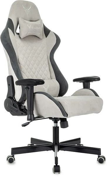 Кресло игровое Knight Regal Fabric светло-серый/серый искусственная замша крестов. металл - Вид 1