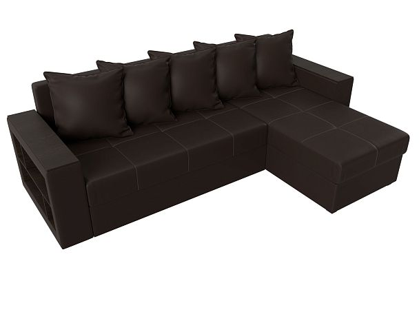 Диван угловой Дубай Лайт угол правый (полностью экокожа коричневая) - Вид 5