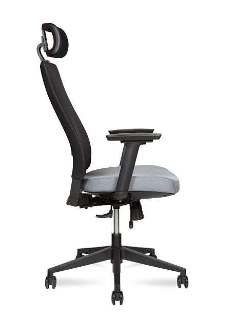 Кресло офисное / Case / черный пластик / серая ткань / черная сетка - Вид 3