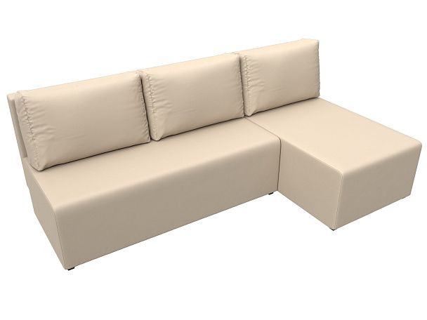 Угловой диван Поло правый (полностью экокожа бежевая) - Вид 5