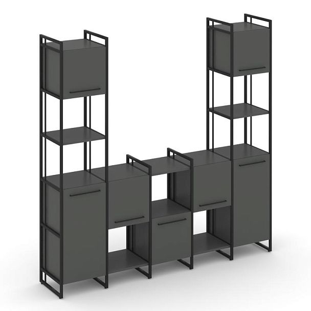 Rift Шкаф комбинированый RF.NS-001 Антрацит/Металл Черный 2020*396*2010 - Вид 1