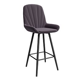 Стул ЮККИ Основание №5 Барный конус Черное Велюр тип 1 Коричневый - Фото предпросмотра