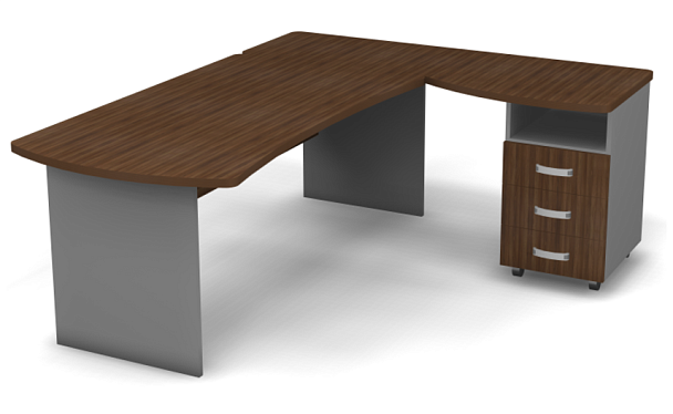Стол угловой L,R 2000 Берлин Орех Вармия/Серый УРМ 200 L\R - Вид 1