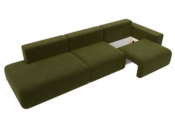 Диван прямой Лига-036 Модерн Лонг подлокотник справа Микровельвет зеленый - Вид 7