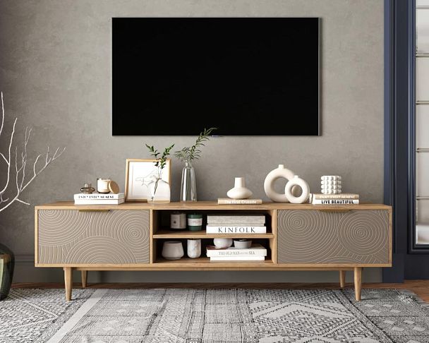 Комод Line с нишей низкий под TV R27/beige - Вид 4