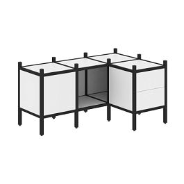 Loft Угловой внутренний стеллаж наборный VR.L-26 Белый бриллиант/Чёрный металл 1278*862*636 - Фото предпросмотра