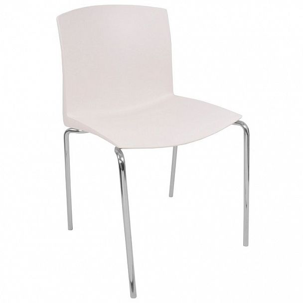 Стул Pull (4 ножки) каркас Хром, белый, стопируемый - Вид 3