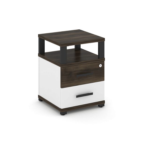 Concept Тумба приставная 2 ящ. с надставкой CN.TUP-002 W Дуб Мали/Белый Бриллиант/Металл Черный 420*420*583 - Вид 1