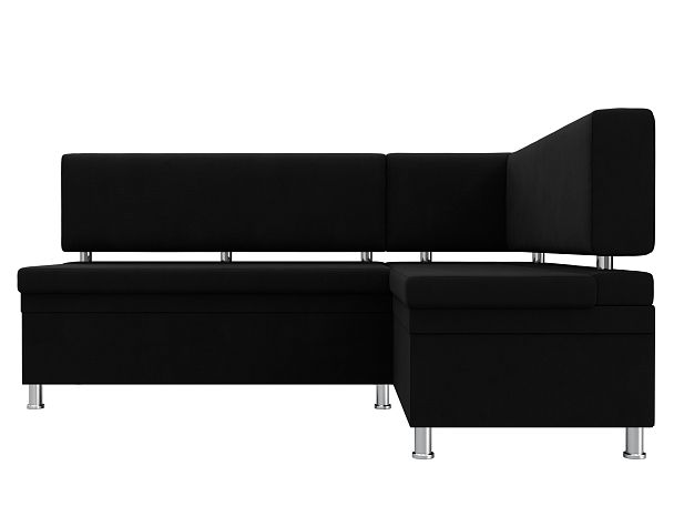 Кухонный уголок Стайл правый (полностью микровельвет черный) - Вид 2