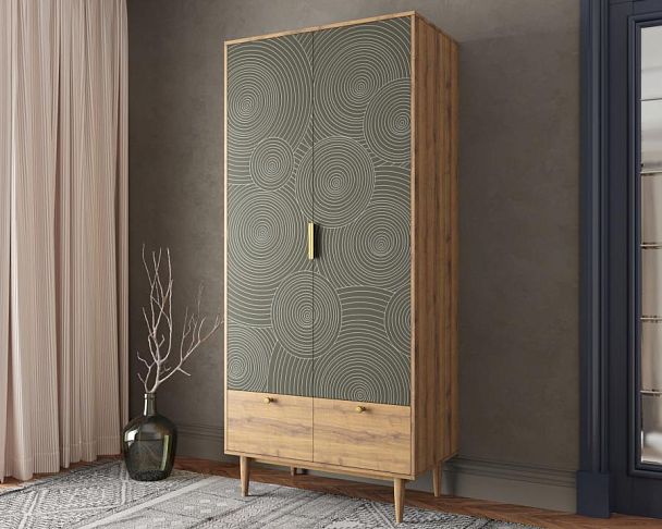 Шкаф двухстворчатый с ящиками Line R26/browngrey - Вид 3