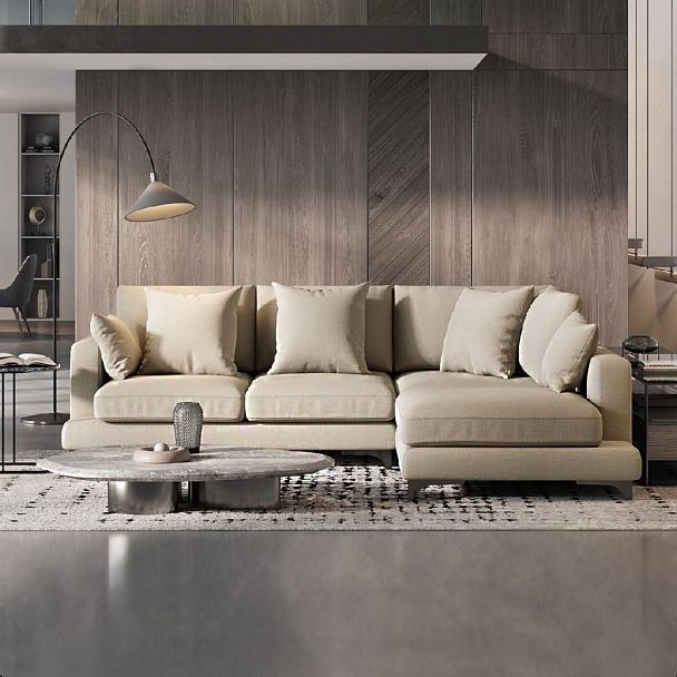 Oscar диван малый с терминальным углом рогожка бежевый - Вид 3