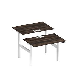 Рабочая станция на электроприводе с заглушками Elevo А2 БГ 101 ДР дуб ристретто/ белый гладкий - Фото предпросмотра