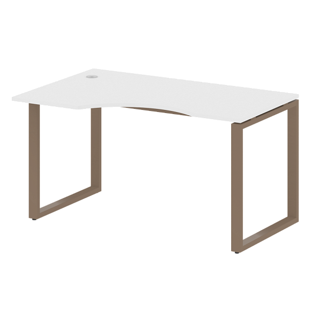 Metal System Стол криволинейный левый на О-образном м/к БО.СА-2 (L) Белый/Мокко металл 1400*900*750 - Вид 1
