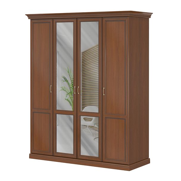 Гардероб четырехстворчатый, высокий, глубокий "Версаль"  ПК-ВР-ГГ233Х192/2ДГ/2ДЗ/35-В1-198 орех орвието - Вид 1