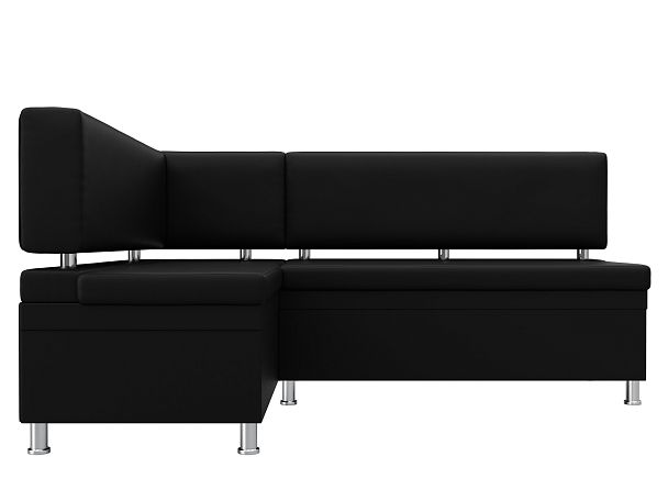 Кухонный уголок Стайл левый (полностью экокожа черная) - Вид 2