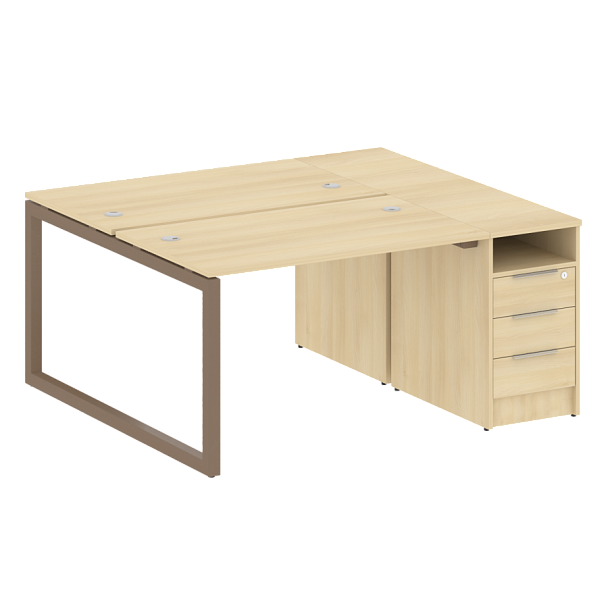 Metal System Quattro Р. ст. с тумбой на О-образном м/к 50БО.РС-СТП-2.2 Акация/Мокко металл 1612*1475*750 - Вид 1