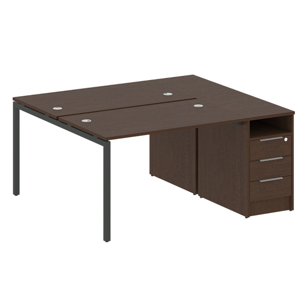 Metal System Quattro Р. ст. с тумбой на П-образном м/к 40БП.РС-СТП-2.2 Венге/Антрацит металл 1612*1475*750 - Вид 1