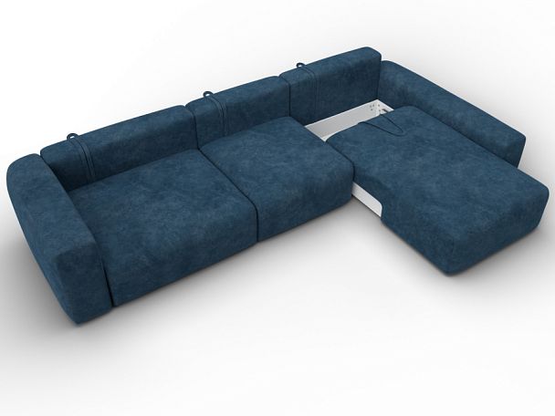 Диван угловой Лига-066 НПБ Лонг угол правый Велюр синий - Вид 8