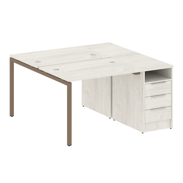 Metal System Quattro Р. ст. с тумбой на П-образном м/к 40БП.РС-СТП-2.1 Дуб наварра/Мокко металл 1412*1475*750 - Вид 1