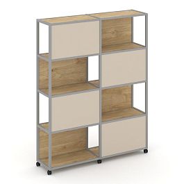 Shelf Mobile Стеллаж 5 уровней 2 секции VR.LT-STK-516.10 Тиквуд Светлый/Металл Серый/W-04 1970*400*2000 - Фото предпросмотра