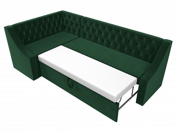 Кухонный угловой диван Мерлин левый (полностью велюр зеленый) - Вид 6