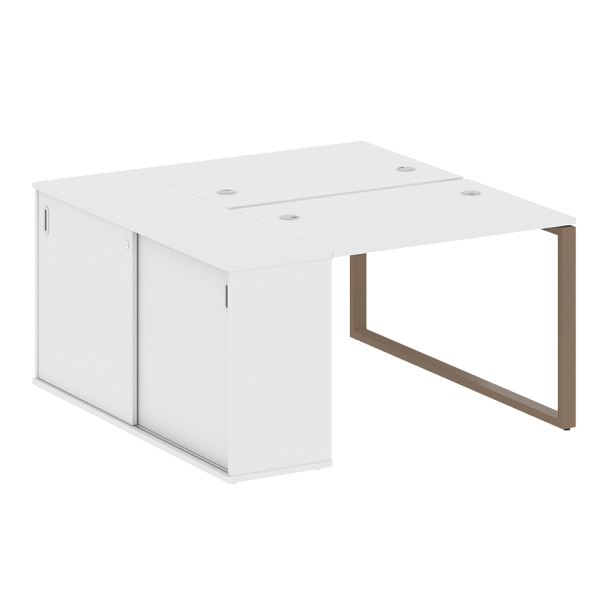 Metal System Р. ст. с шкафом-купе на О-образном м/к БО.РС-СШК-1.1 Т Белый/Мокко металл 1410*1475*750 - Вид 1