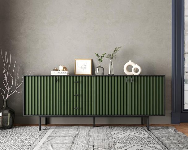Комод с тремя дверками и тремя ящиками Emerson арт EM07/green/L - Вид 4