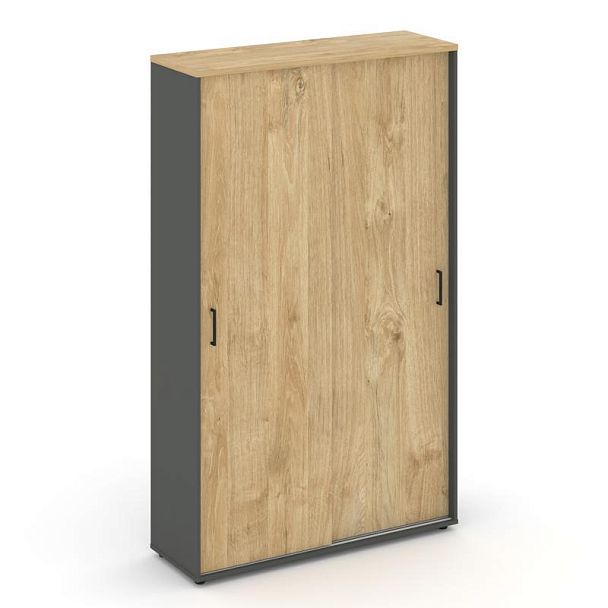 Стайл Проджект Шкаф-купе комбинир. SN.SHK-002 Антрацит/Тиквуд Светлый/Черный Ручки 1200*400*1982 - Вид 1