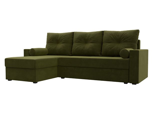 Диван угловой Верона Лайт угол левый (полностью вмикровельвет зеленый) - Вид 1