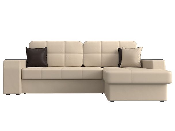 Угловой диван Брюссель правый (полностью экокожа бежевая) - Вид 2