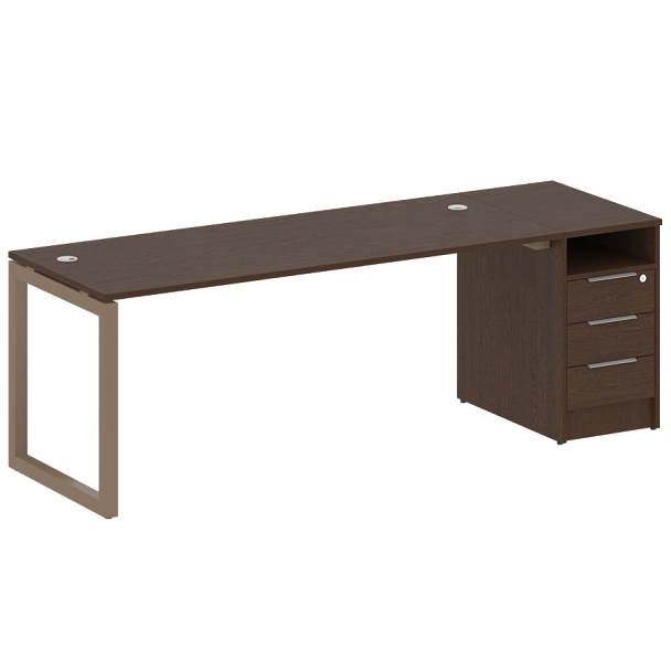 Metal System Quattro Р. ст. с тумбой на О-образном м/к 50БО.РС-СТП-1.5 Венге/Мокко металл 2212*720*750 - Вид 1
