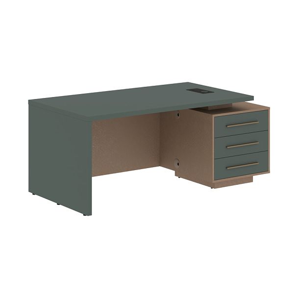 Стол руководителя с тумбой VCT 1890(R) Нефрит/Бронза браш/Кобра 1800х900х750 VELION - Вид 1