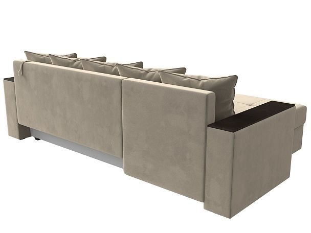 Диван угловой Дубай Лайт угол левый (полностью микровельвет бежевый) - Вид 6