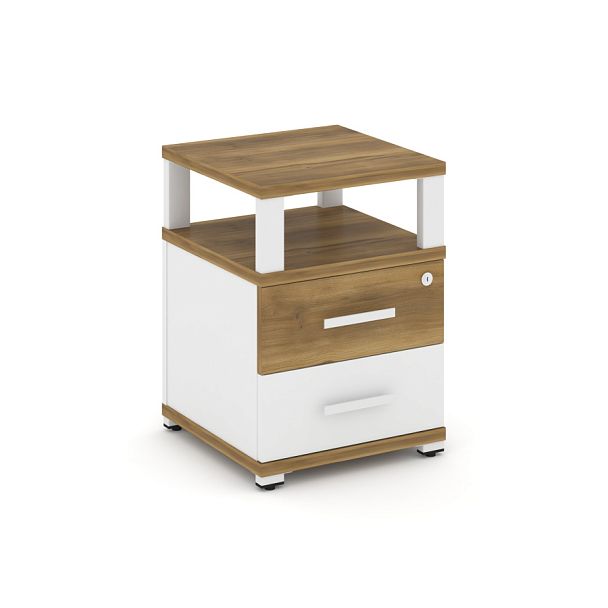 Concept Тумба приставная 2 ящ. с надставкой CN.TUP-002 W Сандал Янтарный/Белый Бриллиант/Металл Белый 420*420*583 - Вид 1