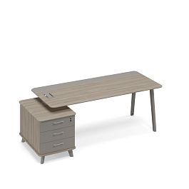 Стол комбинированный на тумбе малой левый (тип 1) Time metal ТМ М1 107 МП ВЛ/МП ВЛ вяз либерти (корпус, столешница, топ) / мокко премиум (фасад) - Фото предпросмотра